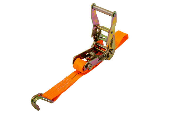 Set med fyra UNITRAILER 4m/25mm/1t orange transportband med spännare