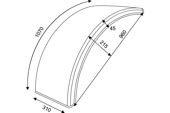 Stänkskärm för lantbruksmaskiner 16-28" DOMAR T10100 hjulhus 960/310mm