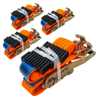 Set med fyra 3-punkts transportbälten med spännare för UNITRAILER-släpvagn 3m/50mm/4t orange