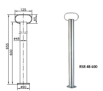 WINTERHOFF RSR48-600 fast stöd för 150 kg flaksläp 48 mm 600 mm