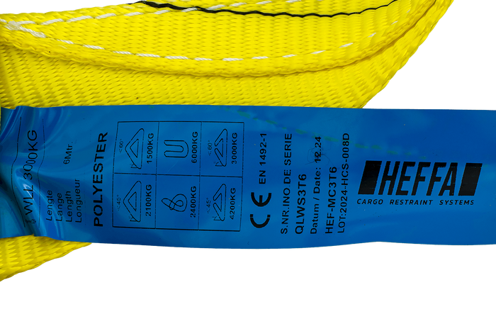 HEFFA kranbandslinga 6m/90mm/3t med öglor