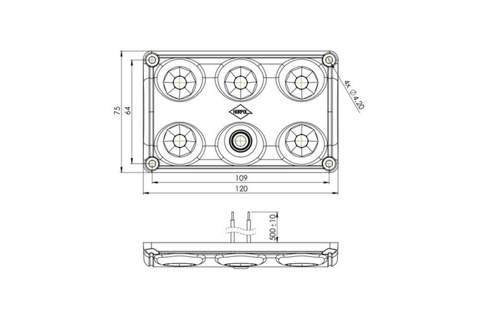 HORPOL LWD2157 LED 900lm bilkupélampa med strömbrytare och röd diod