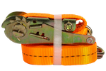 Set med fyra UNITRAILER 6m/25mm/1t orange transportband med spännare