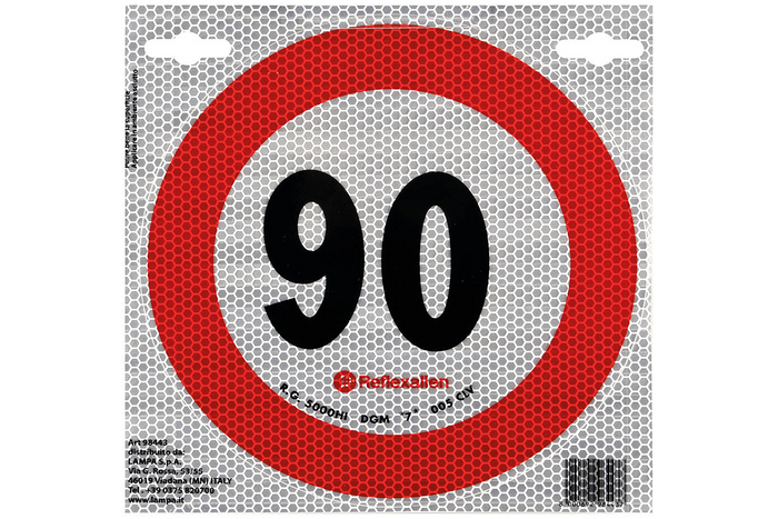 Reflekterande dekal LAMP hastighetsbegränsning 90 km/h skylt B-33