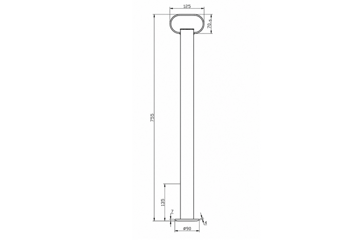 UNITRAILER fast stöd för 150 kg flaksläpvagn 48 mm 755 mm
