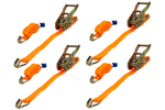 Set med fyra UNITRAILER 2m/25mm/1t orange transportband med spännare