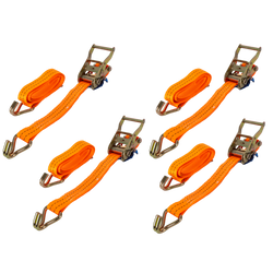 Set med fyra UNITRAILER 2m/35mm/2t orange transportband med spännare