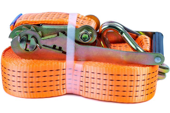 Set med fyra UNITRAILER 8m/50mm/5t orange transportband med spännare