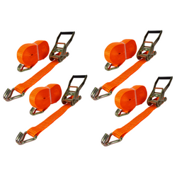 Set med fyra UNITRAILER 12m/50mm/5t orange transportband med spännare