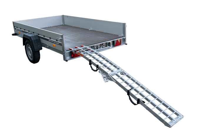 UNITRAILER ALR002 hopfällbar ramp aluminiumramp för släpvagn 221cm 340kg med rem