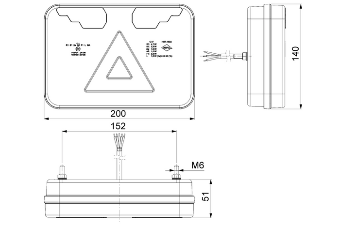 HORPOL LZD 3215+3216 bakljus, 2m kabel, 7 funktioner, vänster+höger